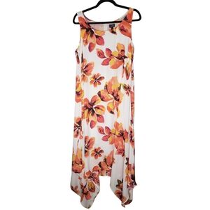 Rafaella Sleeveless Lined Summer Floral Maxi Dress High Low Hem Size L